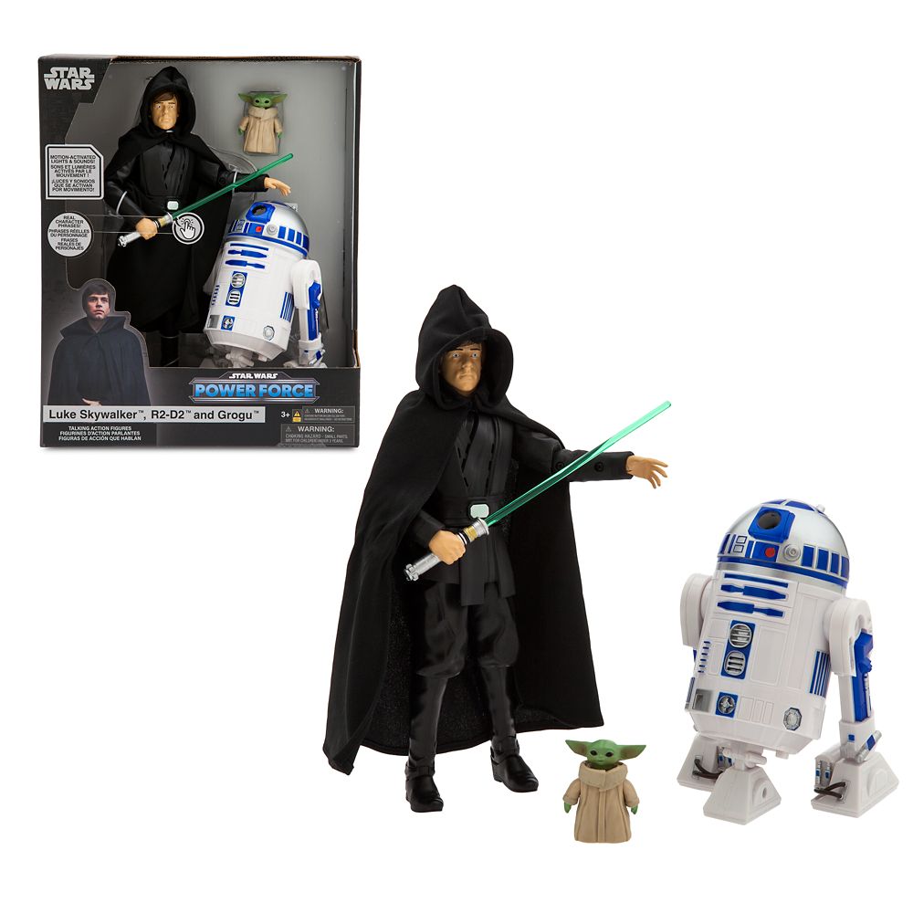 Disney Luke Skywalker, R2-D2 And Grogu Talking Action Figure Set – Star Wars Power Force – 10'' H