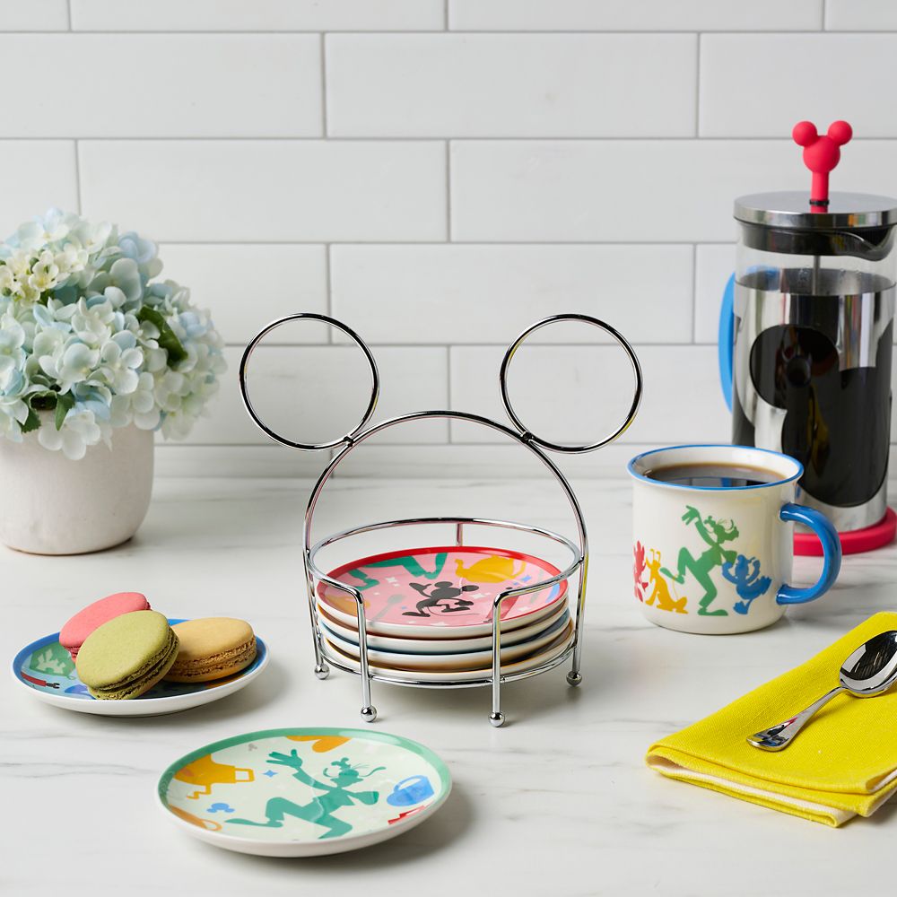 Disney Mickey Mouse And Friends Tidbit Plates With Caddy Set