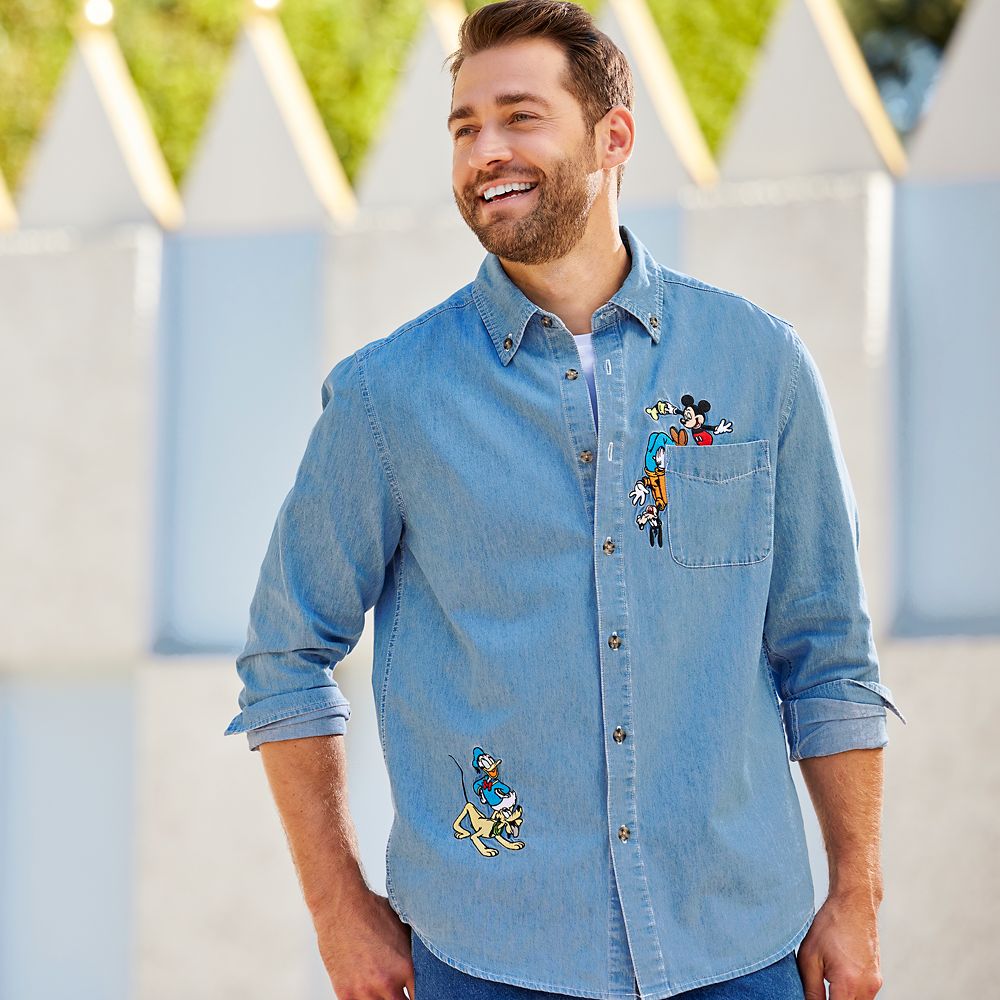 Disney Mickey Mouse And Friends Denim Shirt For Adults