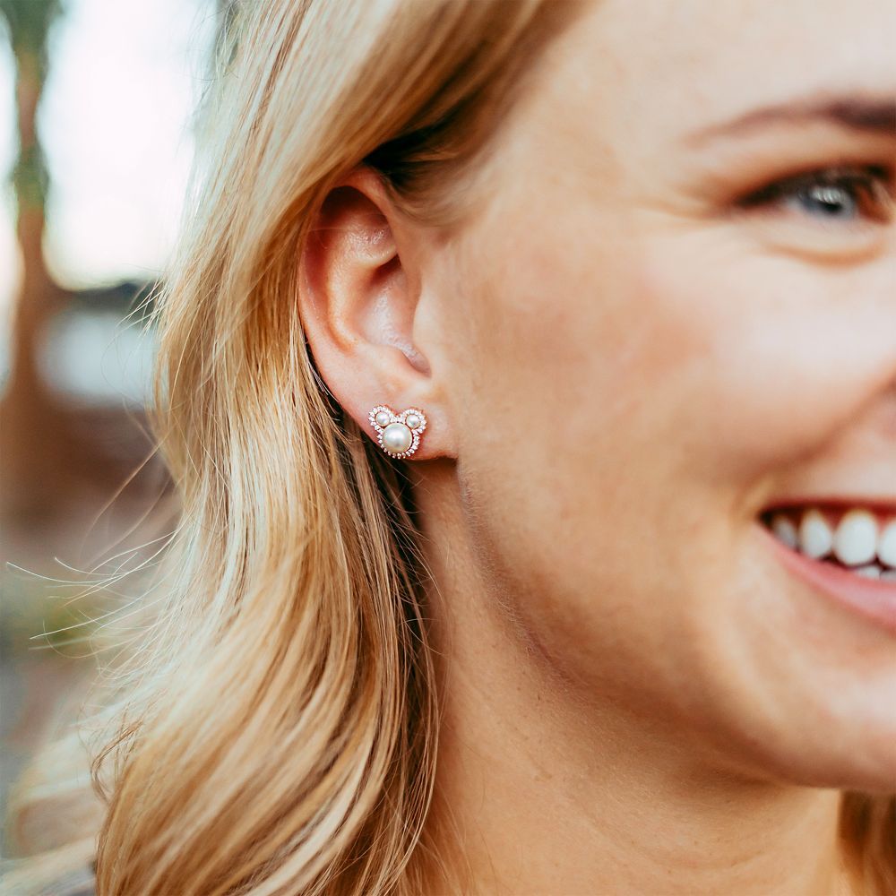 Disney Mickey Mouse Icon Pearl Earrings By Rebecca Hook – Rose Gold