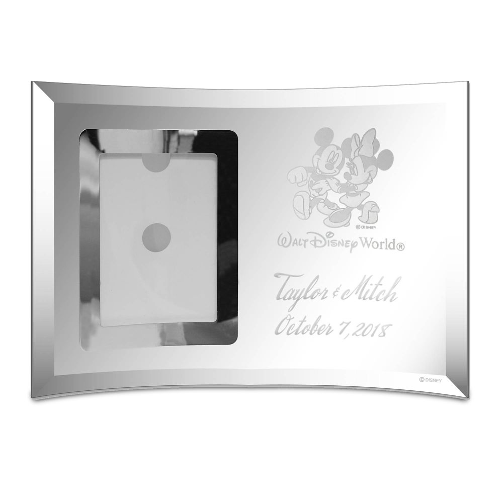 Disney Mickey And Minnie Mouse Glass Frame By Arribas – Large – Personalized