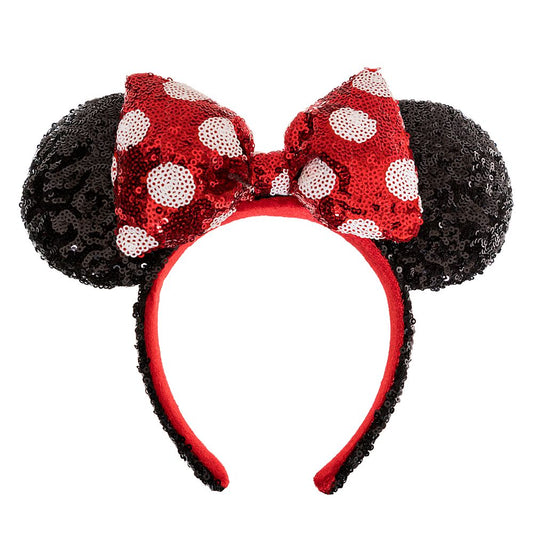 Disney Minnie Mouse Sequin Ear Headband With Sequin Polka Dot Bow For Adults