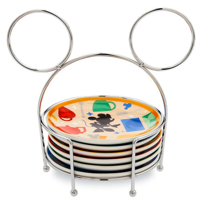 Disney Mickey Mouse And Friends Tidbit Plates With Caddy Set