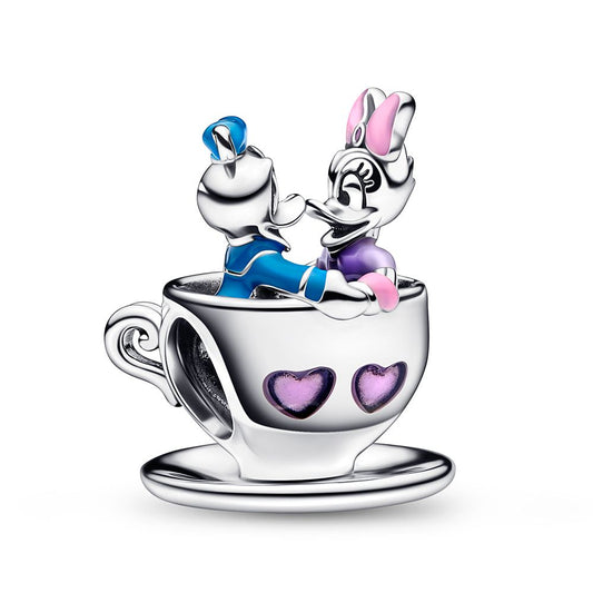  Donald Duck And Daisy Duck Teacup Charm By Pandora – Mad Tea Party – Disney Parks