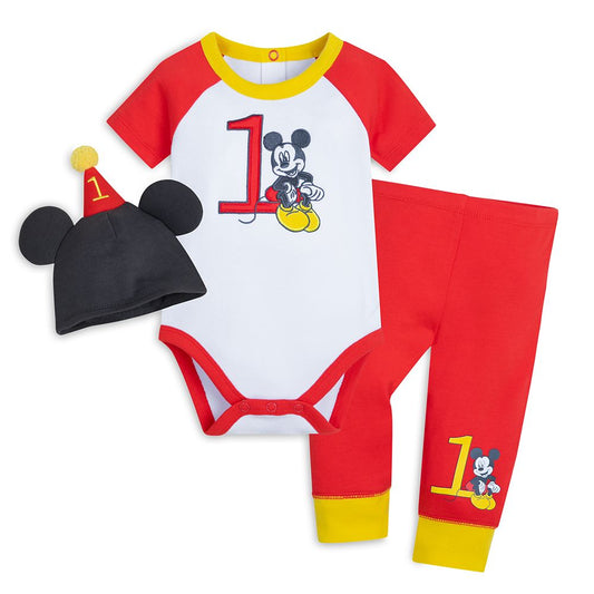 Disney Mickey Mouse 1st Birthday Bodysuit Set For Baby