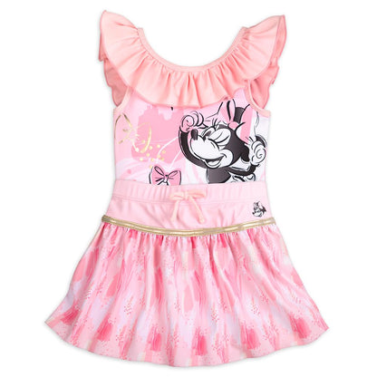 Disney Minnie Mouse Pink Swimsuit And Hair Scrunchie Set For Girls