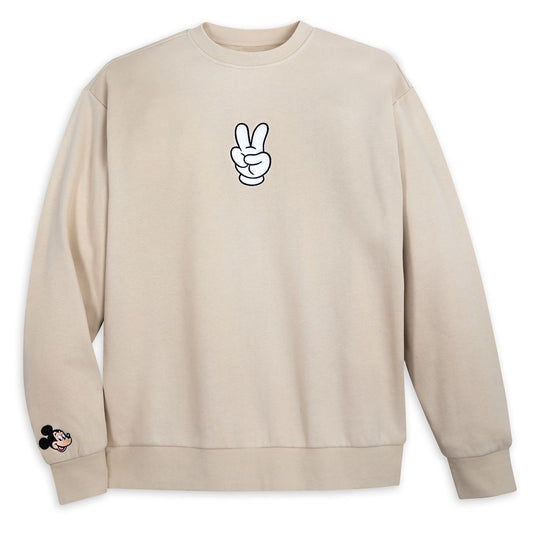 Disney Mickey Mouse Peace Sign Pullover Sweatshirt For Adults
