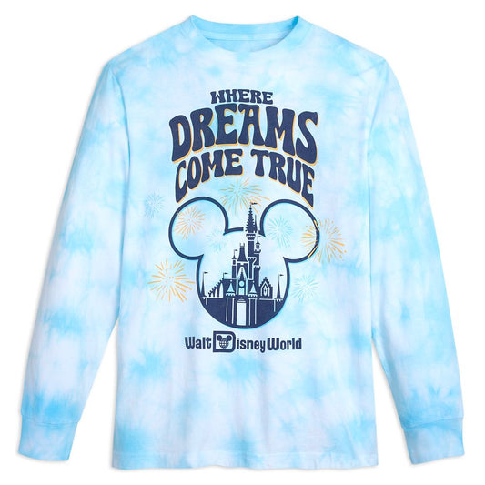  Mickey Mouse Icon And Cinderella Castle Long Sleeve Tie-Dye T-Shirt For Adults – Walt Disney World