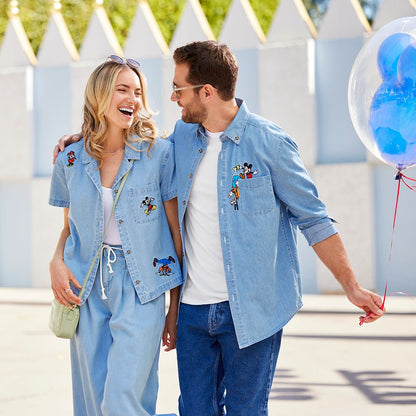Disney Mickey Mouse And Friends Denim Shirt For Adults