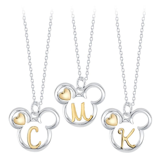 Disney Mickey Mouse Icon With Initial Necklace