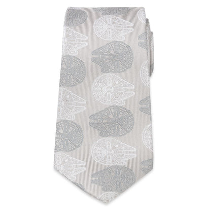 Disney Millennium Falcon Gray Silk Tie For Adults – Star Wars