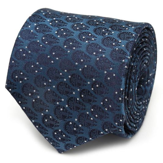 Disney Millennium Falcon Dot Blue Silk Tie For Adults – Star Wars