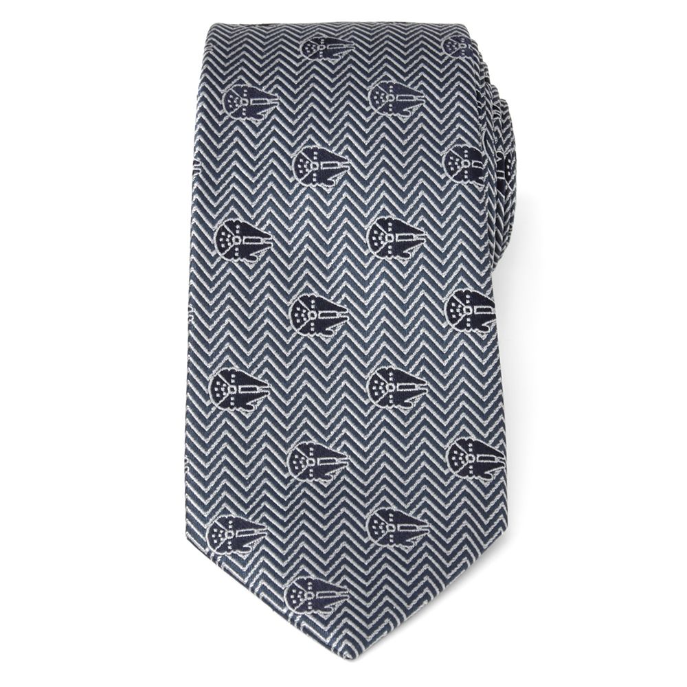 Disney Millennium Falcon Herringbone Blue Silk Tie For Adults – Star Wars