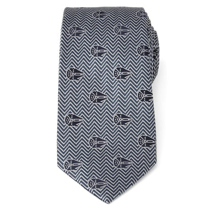 Disney Millennium Falcon Herringbone Blue Silk Tie For Adults – Star Wars