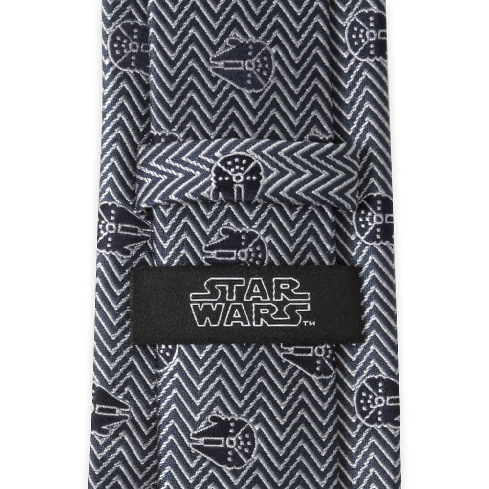 Disney Millennium Falcon Herringbone Blue Silk Tie For Adults – Star Wars