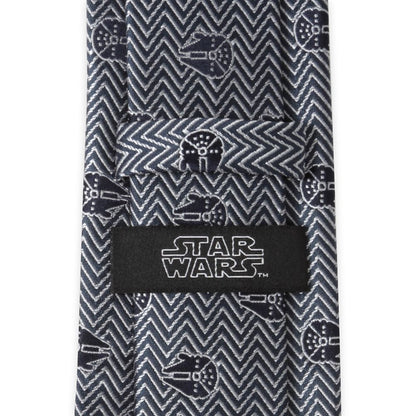 Disney Millennium Falcon Herringbone Blue Silk Tie For Adults – Star Wars