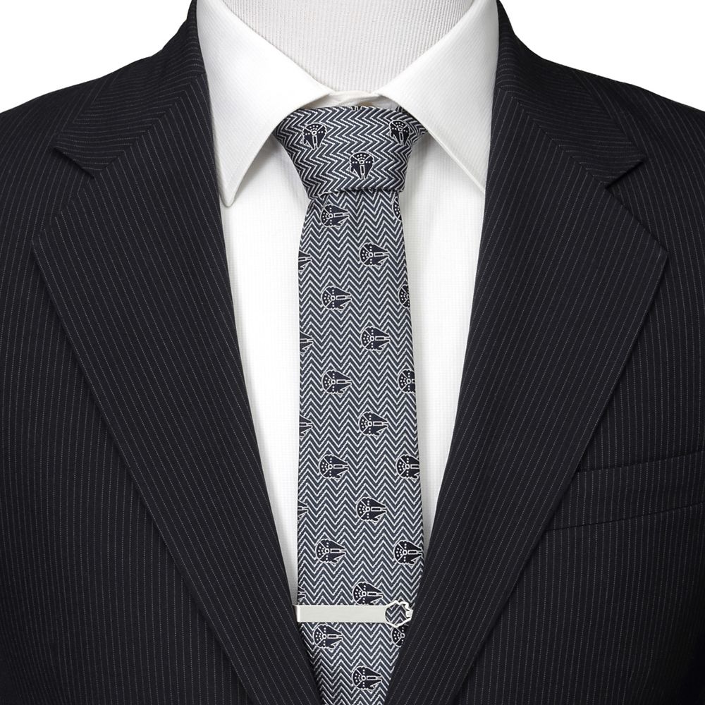Disney Millennium Falcon Herringbone Blue Silk Tie For Adults – Star Wars