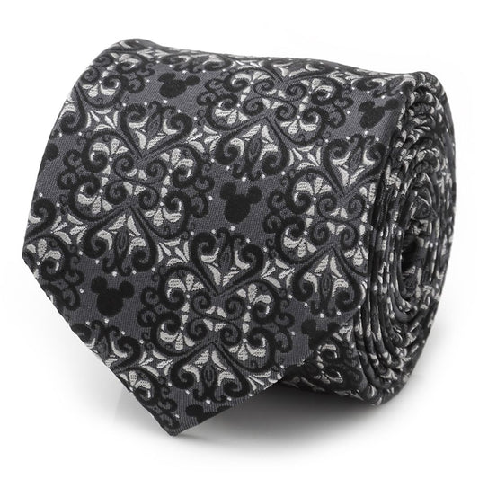 Disney Mickey Mouse Icon Filigree Silk Tie For Adults