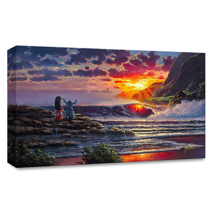 Disney ''Lilo And Stitch Share A Sunset'' Gallery Wrapped Canvas By Rodel Gonzalez – Limited Edition