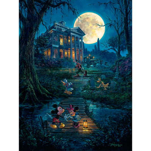 Disney Mickey Mouse At The Haunted Mansion ''A Haunting Moon Rises'' By Rodel Gonzalez Canvas Artwork – Limited Edition