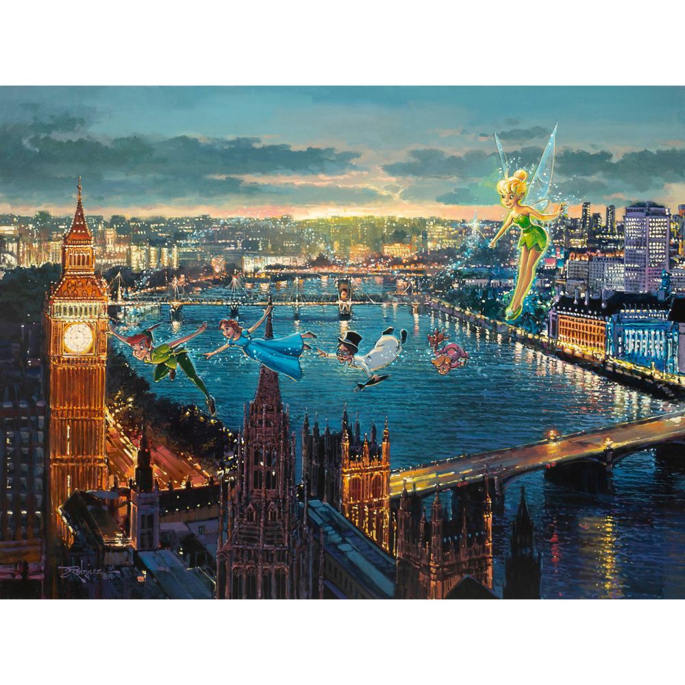 Disney Peter Pan ''Peter Pan In London'' By Rodel Gonzalez Canvas Artwork – Limited Edition