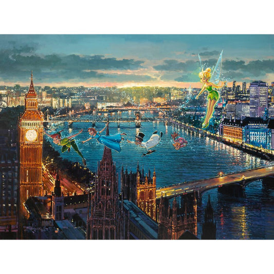 Disney Peter Pan ''Peter Pan In London'' By Rodel Gonzalez Canvas Artwork – Limited Edition