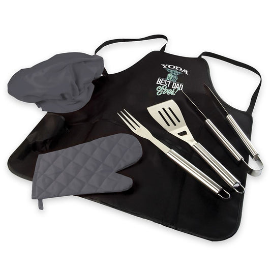 Disney Yoda ''Best Dad Ever'' BBQ Apron Tote Pro Grill Set – Star Wars