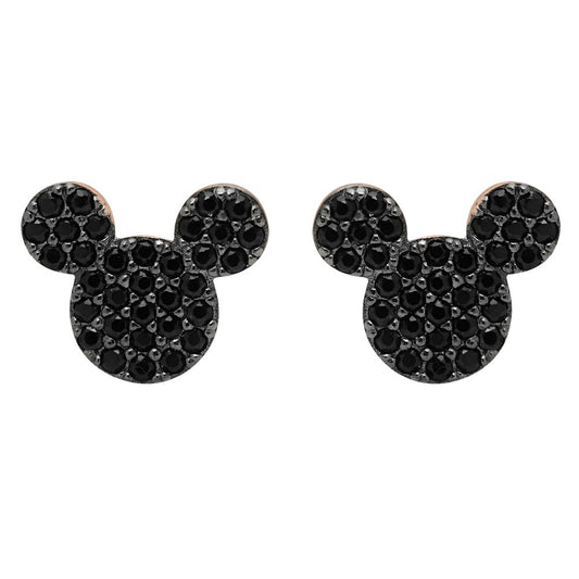 Disney Mickey Mouse Black Pave Earrings By CRISLU – Rose Gold