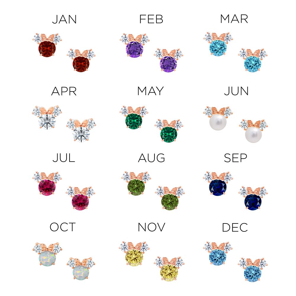 Disney Minnie Mouse Birthstone Earrings By CRISLU – Rose Gold