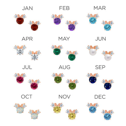 Disney Minnie Mouse Birthstone Earrings By CRISLU – Rose Gold