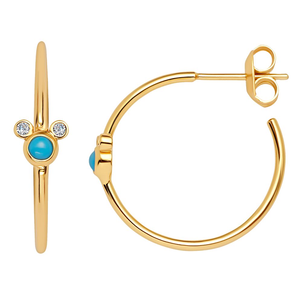 Disney Mickey Mouse Icon Turquoise Hoop Earrings By CRISLU
