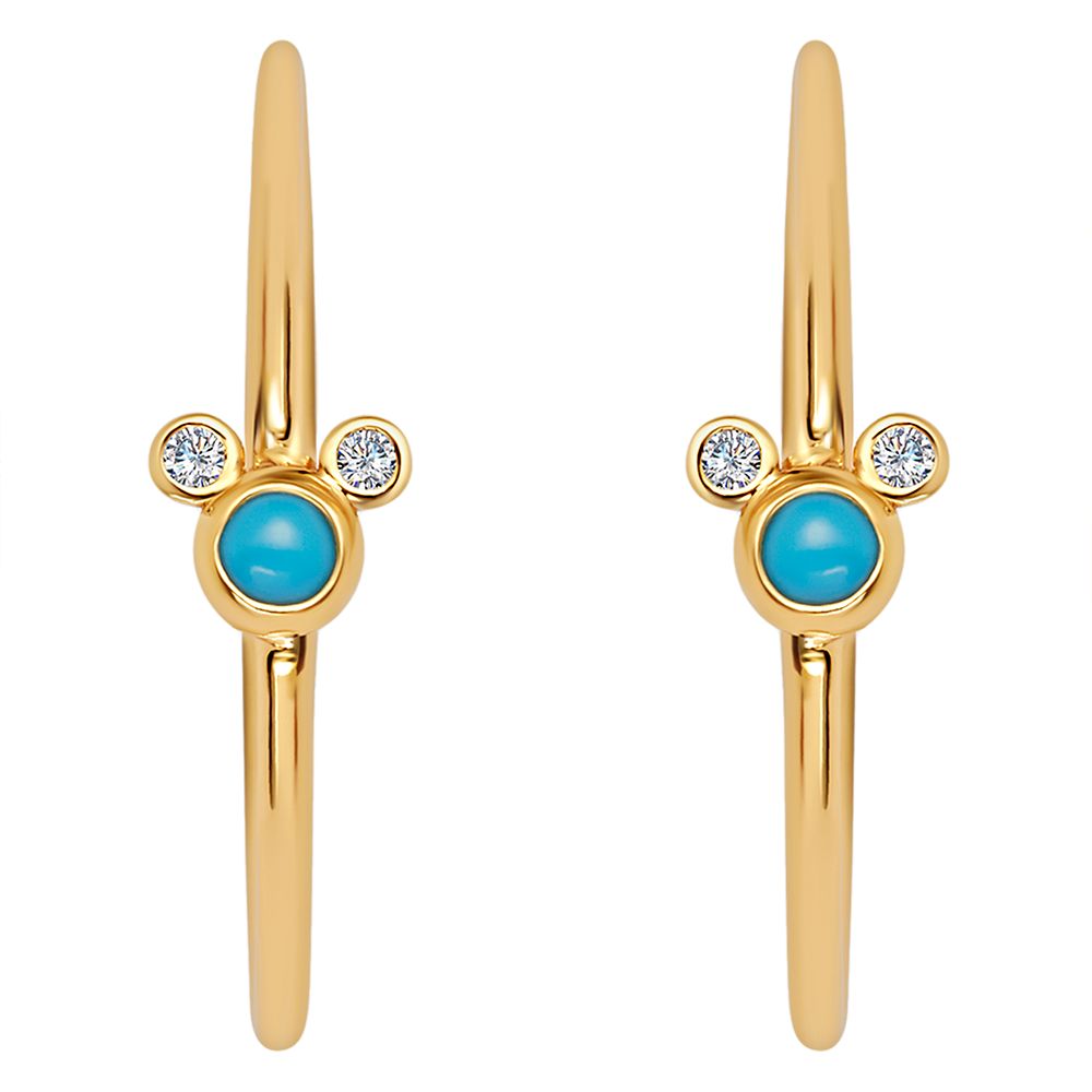 Disney Mickey Mouse Icon Turquoise Hoop Earrings By CRISLU
