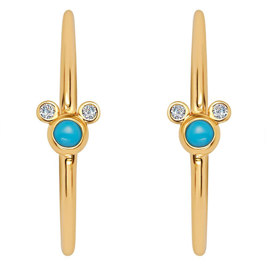 Disney Mickey Mouse Icon Turquoise Hoop Earrings By CRISLU