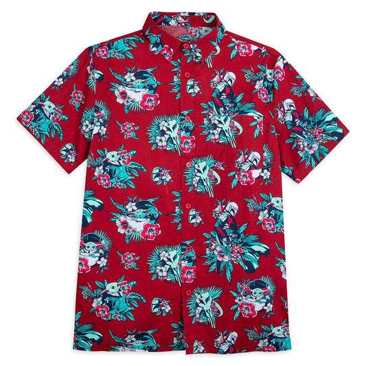 Disney Grogu And Din Djarin Woven Shirt For Adults – Star Wars: The Mandalorian